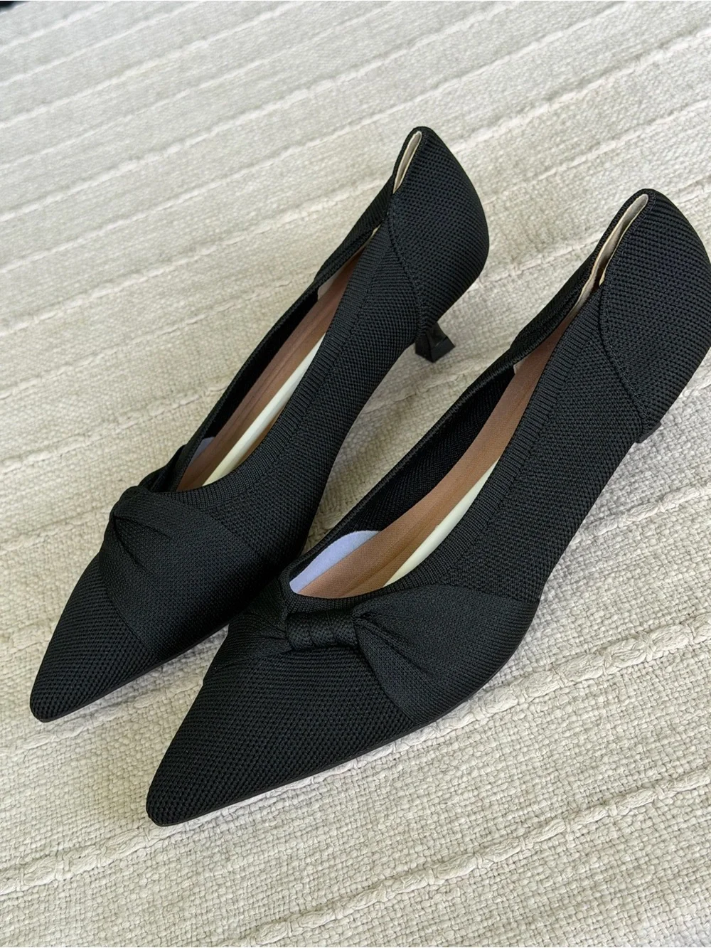 Black Pointed Knit Bow  - Women